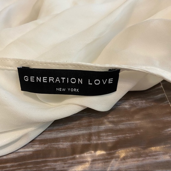 Generation Love Puff Sleeve Pearl Button Down Pleated Blouse White Size Small - Picture 6 of 8